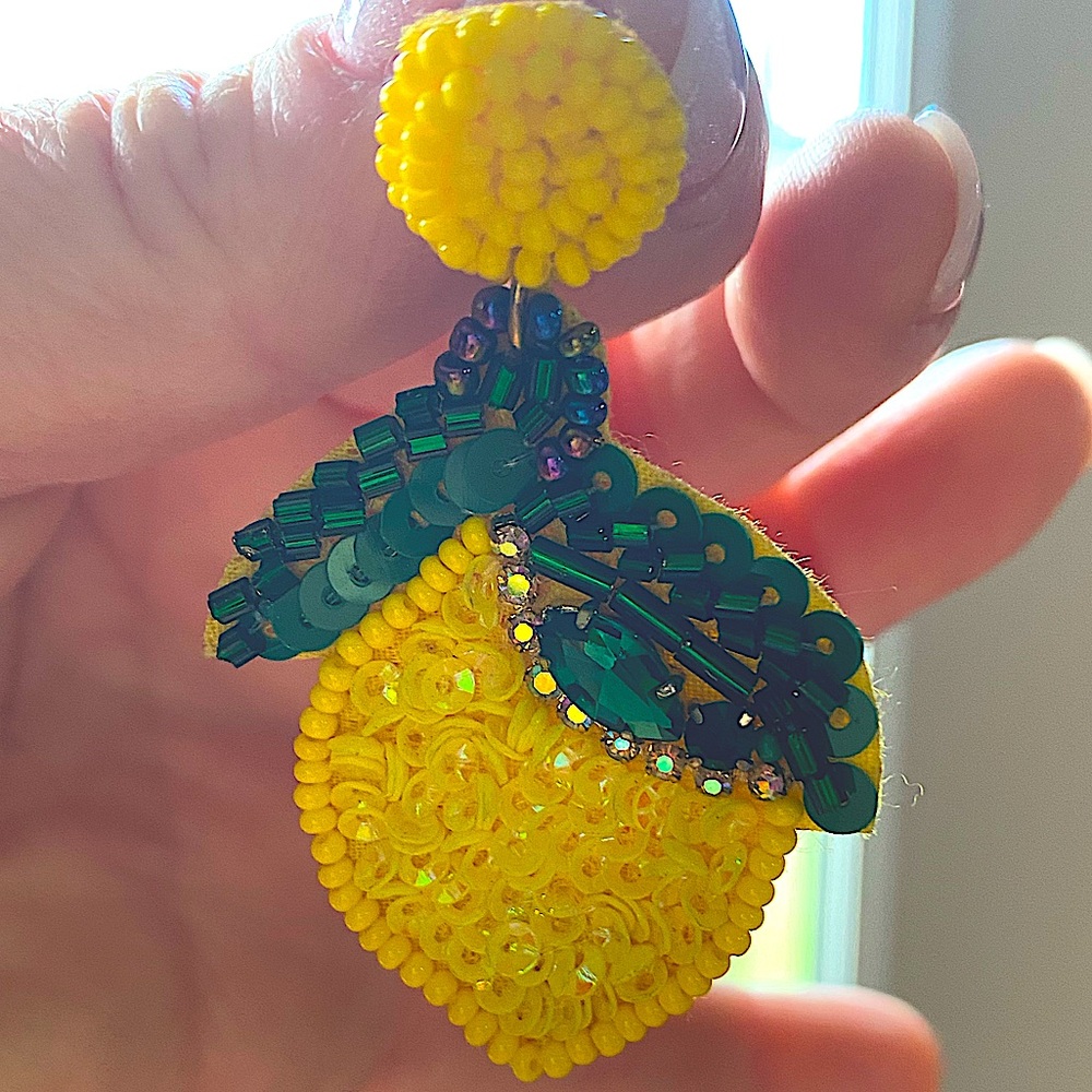 Lemon Seed Bead Earrings.